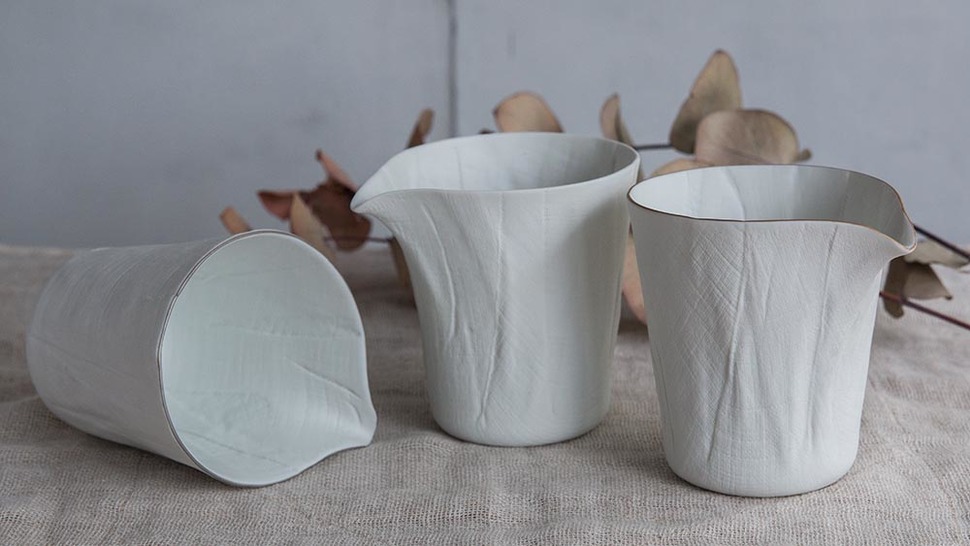 ceramic mimic fabric 片口(ゴールド / プラチナ / プレーン)の商品写真