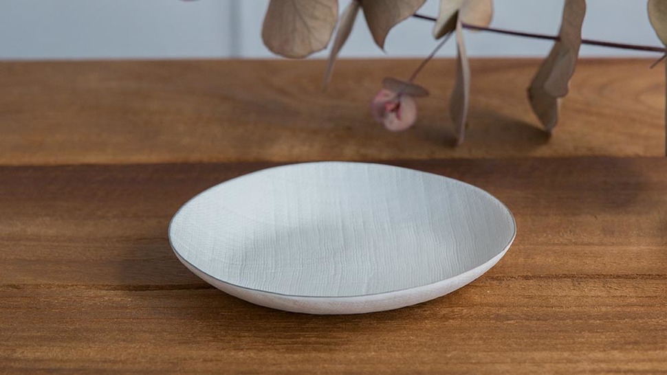 ceramic mimic fabric 小皿(プラチナ)の商品写真